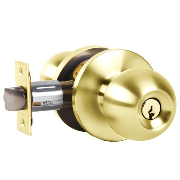 Falcon Grade 2 Entry/Office Cylindrical Lock, Key in Lever Cylinder, Hana Knob, Standard Rose, Bright Brass W511PD HAN 605